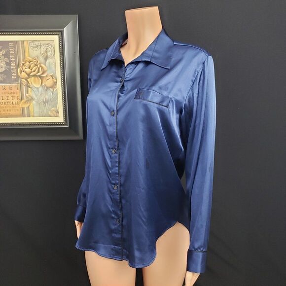 VS Blue Satin Pajama Top Jacket "DEFFECTIVE" M… - Picture 4 of 4
